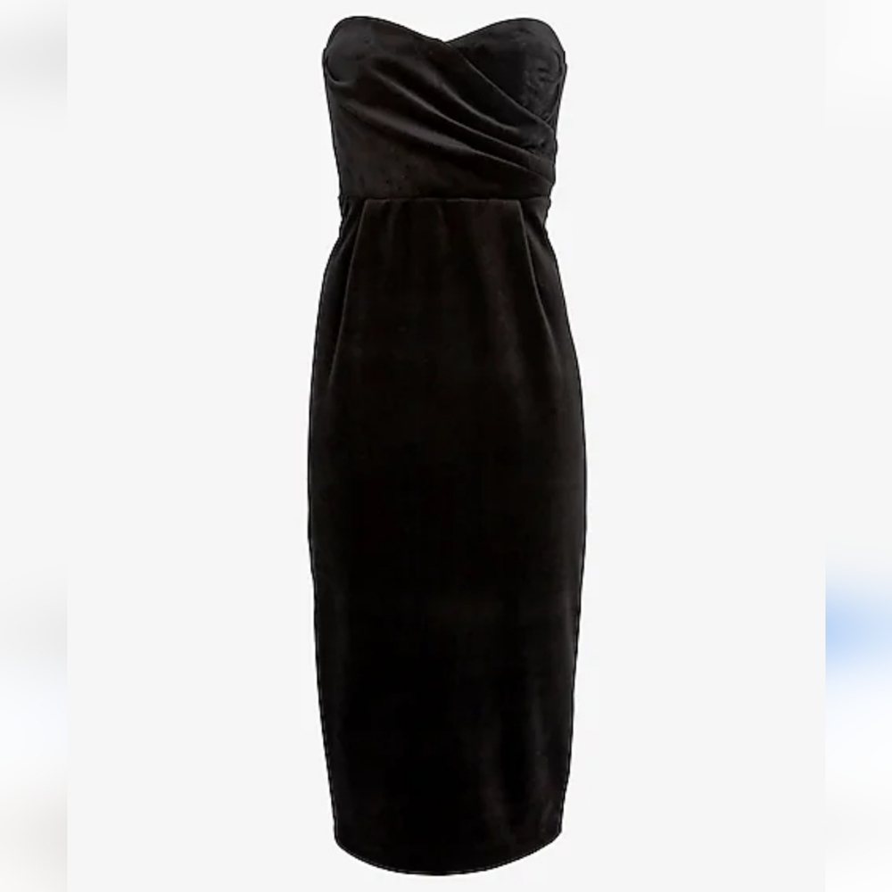 Express Velvet Sweetheart Neckline Strapless Midi Sheath Dress Sz XS NWOT